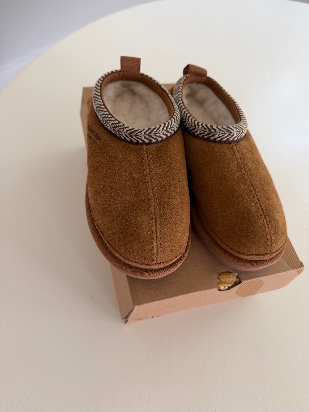 Koolaburra Kid’s Chestnut Brown Suede Slip-On Shearling Lined Loafers